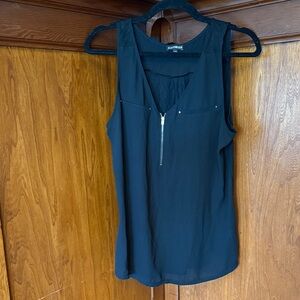 Express Black Sleeveless Top with Front Zipper